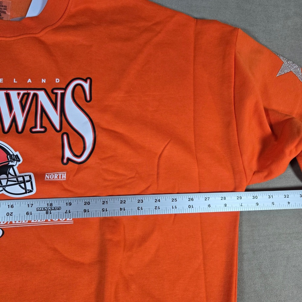 Gameday Couture Cleveland Browns NFL Orange Sweatshirt Rhinestone Stars XL - Picture 6 of 7